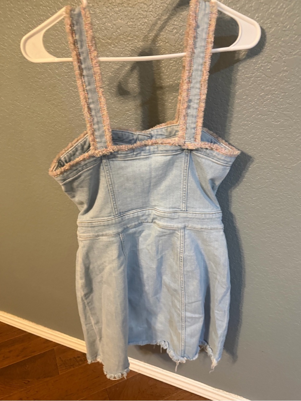 7 for all mankind denim pink fringe dress size M like new - Picture 3 of 6